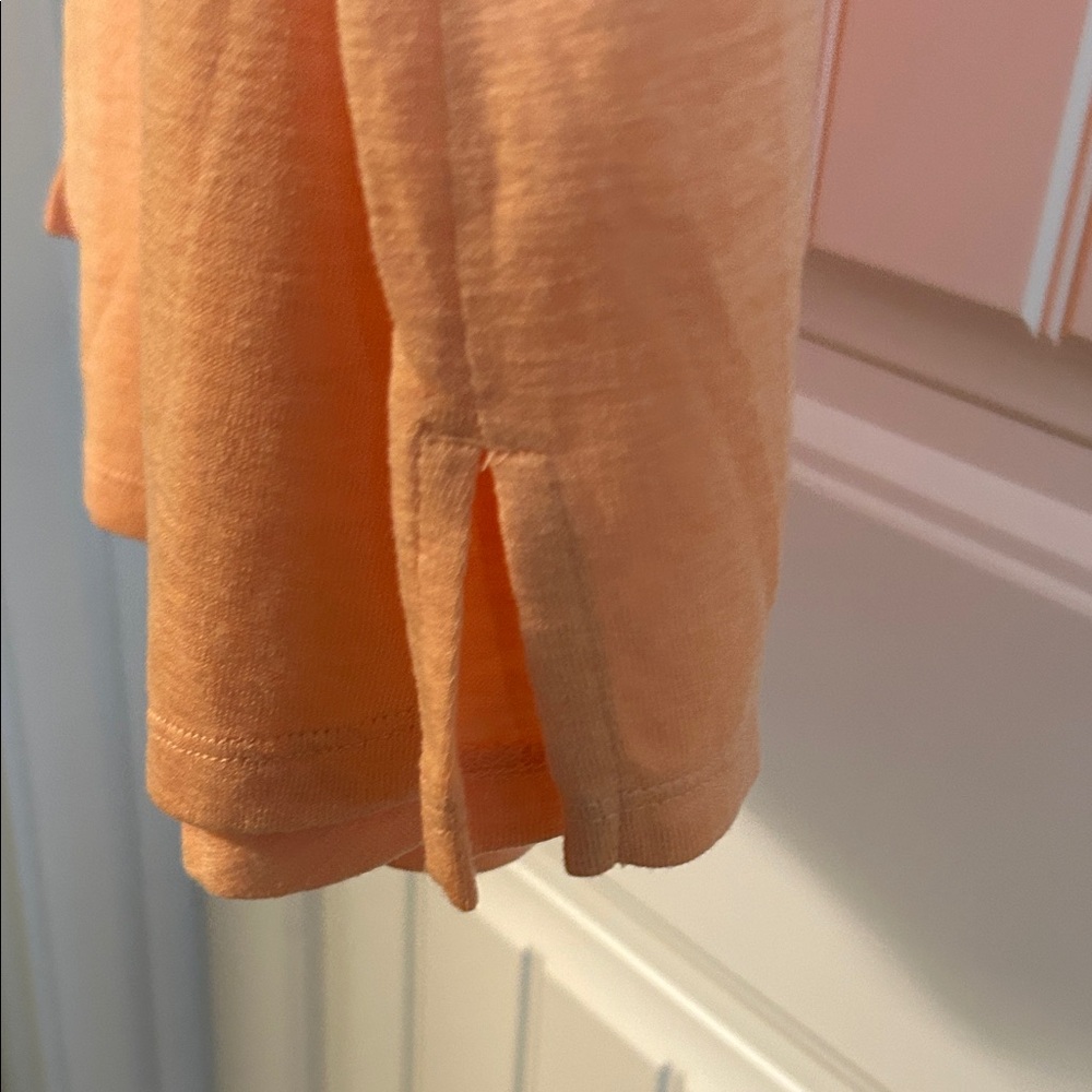 Athleta Peach Orange V-Neck Short Sleeve Tee - Picture 4 of 6